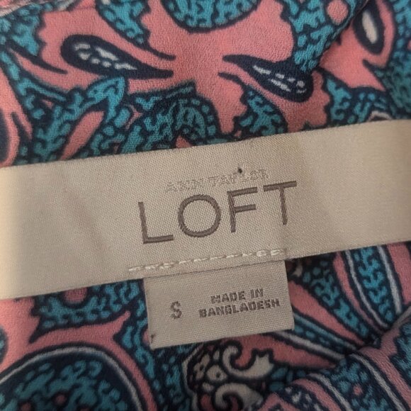 Loft Size Small Teal and Pink Paisley Tunic - Picture 7 of 14